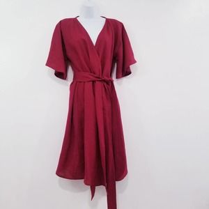 Love and Confuse Linen Midi Wrap Robe Dress